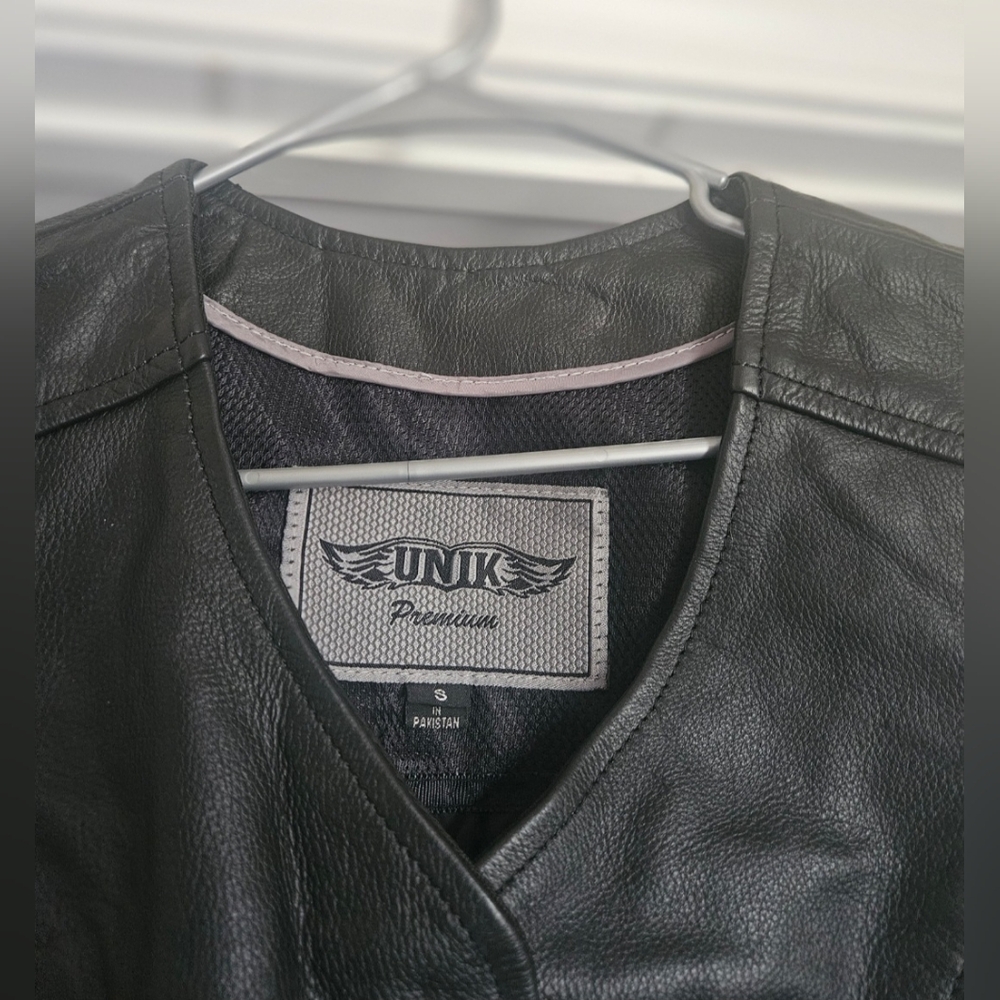 Unik Leather Motorcycle Biker Vest With Lace Up Sides Made In Pakistan Small - Picture 6 of 14